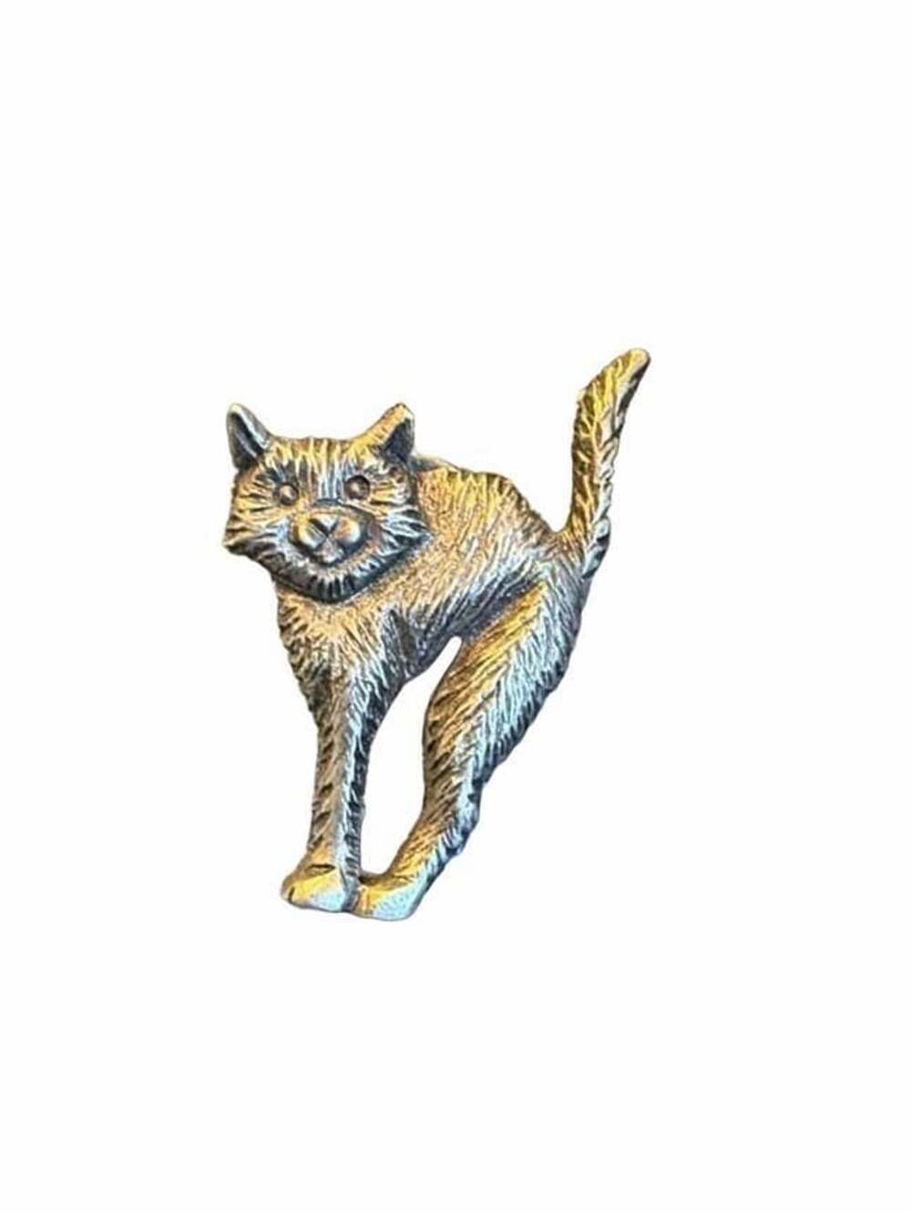 Camso Vintage Pewter Cat Lapel Pin Brooch
